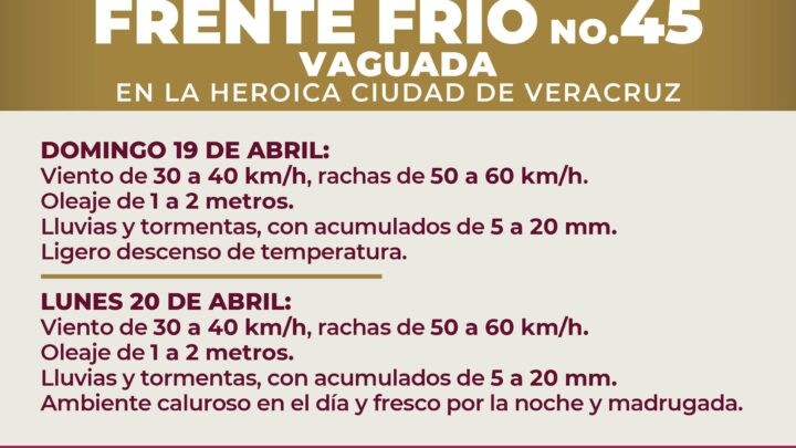 Viento y lluvias por grente frío en la ciudad de Veracruz